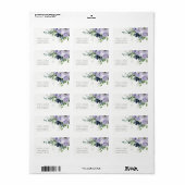 Landelijke paarse navy bloem bladerig adres etiket (Full Sheet)