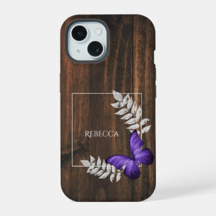 Landelijke Paarse Vlinder Persoonlijk iPhone 15 Case