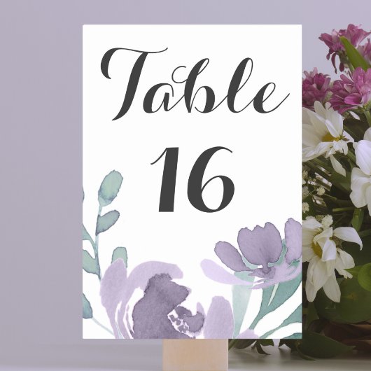 Landelijke paarse waterverf bloemen bruiloft kaart