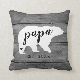 Landelijke Papa Beer Hart Geboorte Foto Aandenken Kussen