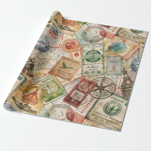 Landelijke Paspoortstempel Reispatroon (5) Cadeaupapier