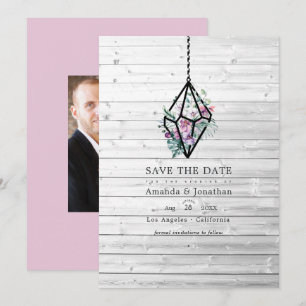 Landelijke Pastel Bloem Terrarium Tuin Bruiloft Save The Date