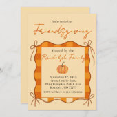 Landelijke Pastel Oranje Gingham Vriendendankfeest Kaart (Voorkant / Achterkant)