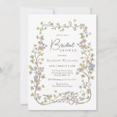 Landelijke Pastel Wilde Bloemen Botanische Bruidsu Kaart (Voorkant)