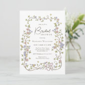 Landelijke Pastel Wilde Bloemen Botanische Bruidsu Kaart (Staand voorkant)