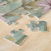 Landelijke Pastel Wilde Bloemen Saliegroen  Legpuzzel (Zijkant)