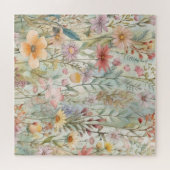 Landelijke Pastel Wilde Bloemen Saliegroen  Legpuzzel (Horizontaal)