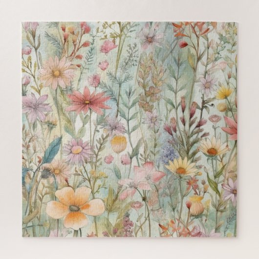 Landelijke Pastel Wilde Bloemen Saliegroen  Legpuzzel (Verticaal)