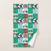 Landelijke Patchwork Koeboerderij Tan en Groen Bad Handdoek (Handdoek)