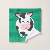 Landelijke Patchwork Koeboerderij Tan en Groen Bad Handdoek (Wasdoekje)