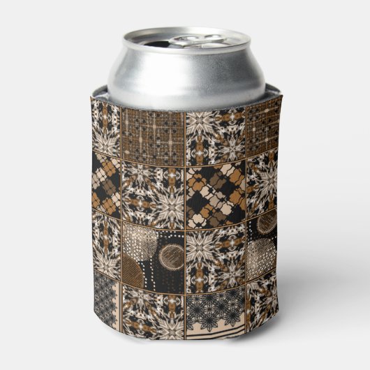 Landelijke patchwork patroon blikjeskoeler (Blikje Voorkant)