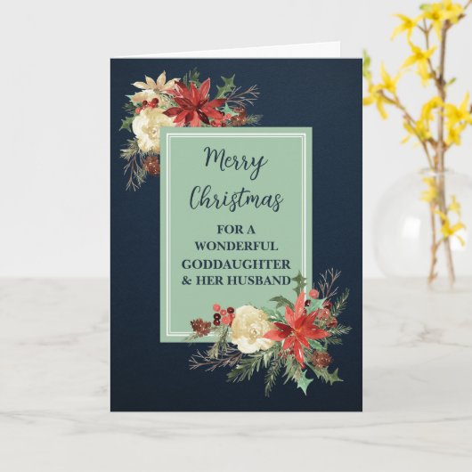 Landelijke peetdochter & haar man prettig kerstfee kaart (Gele Bloem)