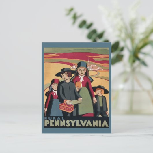  landelijke Pennsylvania Nederlandse Amish Travel Briefkaart (Staand voorkant)