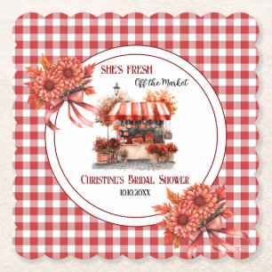 Landelijke picknick geruite bruidsdouche  kartonnen onderzetters