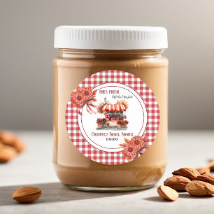 Landelijke picknick geruite bruidsdouche  ronde sticker