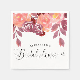 landelijke pioenrozen elegante schrift bruidsdouch servet