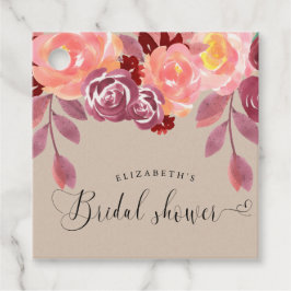 landelijke pioenrozen elegante script bruidsdouche bedankjes labels