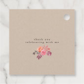 landelijke pioenrozen elegante script bruidsdouche bedankjes labels (Achterkant)