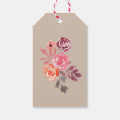 Landelijke Pioenrozen Elegante Script Bruidsdouche Cadeaulabel (Achterkant)