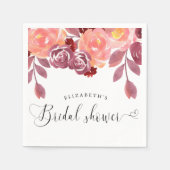 landelijke pioenrozen elegante script bruidsdouche servet (Voorkant)