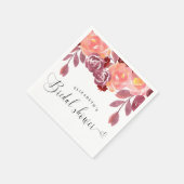 landelijke pioenrozen elegante script bruidsdouche servet (Hoek)