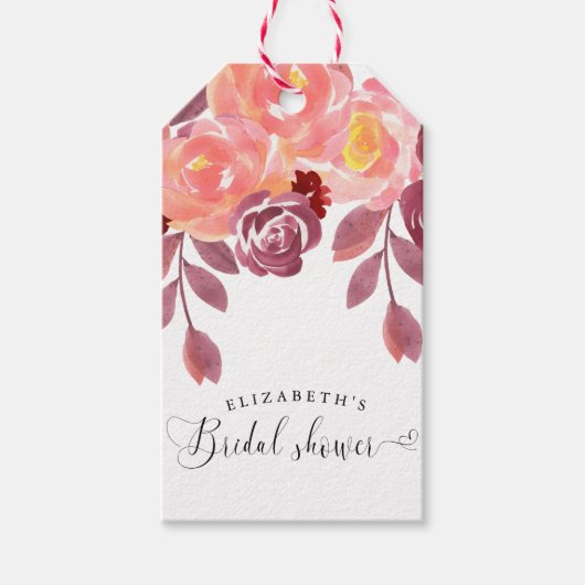 Landelijke Pioenrozen Elegante Script Bruiloft Fee Cadeaulabel (Voorkant)