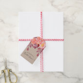 Landelijke Pioenrozen Elegante Script Bruiloft Fee Cadeaulabel (Met Touw)