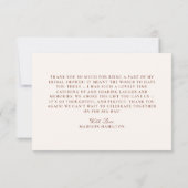 Landelijke pompen bloemige bruidsdouche bedankkaart (Achterkant)