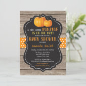 Landelijke pompoen herfst babyshower uitnodiging (Staand voorkant)