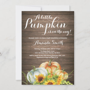 Landelijke pompoen herfst babyshower uitnodiging