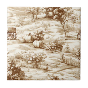 Landelijke pompoen toile in warm sepia patroon tegeltje