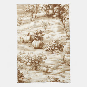 Landelijke pompoen toile in warm sepia patroon theedoek