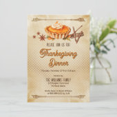Landelijke Pompoentaart Thanksgiving-diner Kaart (Staand voorkant)