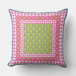Landelijke primroses en Gingham Kussen