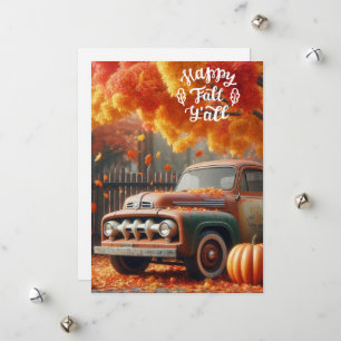 Landelijke/retro herfst boerenwagen  feestdagenkaart