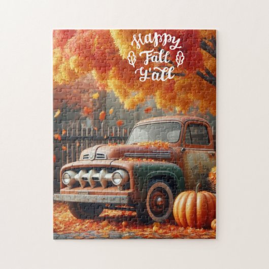Landelijke/retro herfst vrachtwagen legpuzzel (Verticaal)