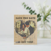 Landelijke Retro Schrift met Muzieknote Hart frame Save The Date (Staand voorkant)