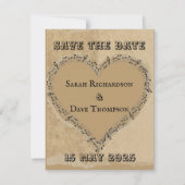 Landelijke Retro Schrift met Muzieknote Hart frame Save The Date (Achterkant)