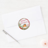 Landelijke Robin Prettig Kerstfeest Ronde Sticker (Envelop)