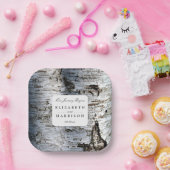 Landelijke robuuste berkenboom bruiloft papieren bordje (Feest)