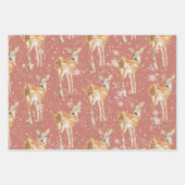 Landelijke Rode Elegante Besneeuwde Winterdieren Inpakpapier Vel (Voorkant 3)