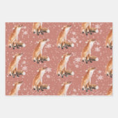 Landelijke Rode Elegante Besneeuwde Winterdieren Inpakpapier Vel (Voorkant)