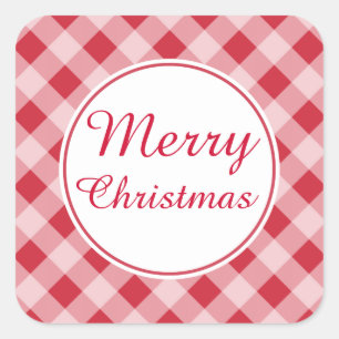 Landelijke rode kerstcadeau-etiketstickers vierkante sticker