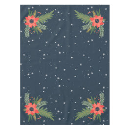 Landelijke Rode Poinsettias op blauw Tafelkleed