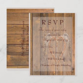 Landelijke Roestieke Engelenvleugels Bruiloft Uitnodiging Briefkaart (Voorkant / Achterkant)