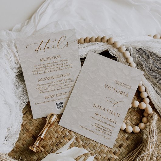 Landelijke Romantische Bloemige All-in-One Trouwda Kaart