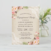 Landelijke Roos Bloemrijke Jute Lint Huwelijksaanz Kaart (Staand voorkant)