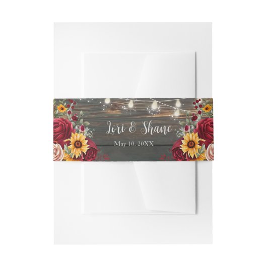 Landelijke Roos en Aster Bruiloft Uitnodigingen Wikkel (Voorkant Voorbeeld)