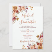 Landelijke Roos en Chrysant Herbstrouw Kaart (Voorkant)