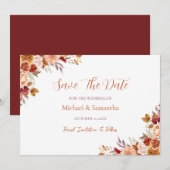 Landelijke Roos en Chrysanthemum Herfst Bruiloft Save The Date (Voorkant / Achterkant)
